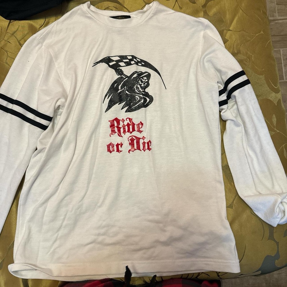 Ride or Die Graphic Long-Sleeve Tee - White